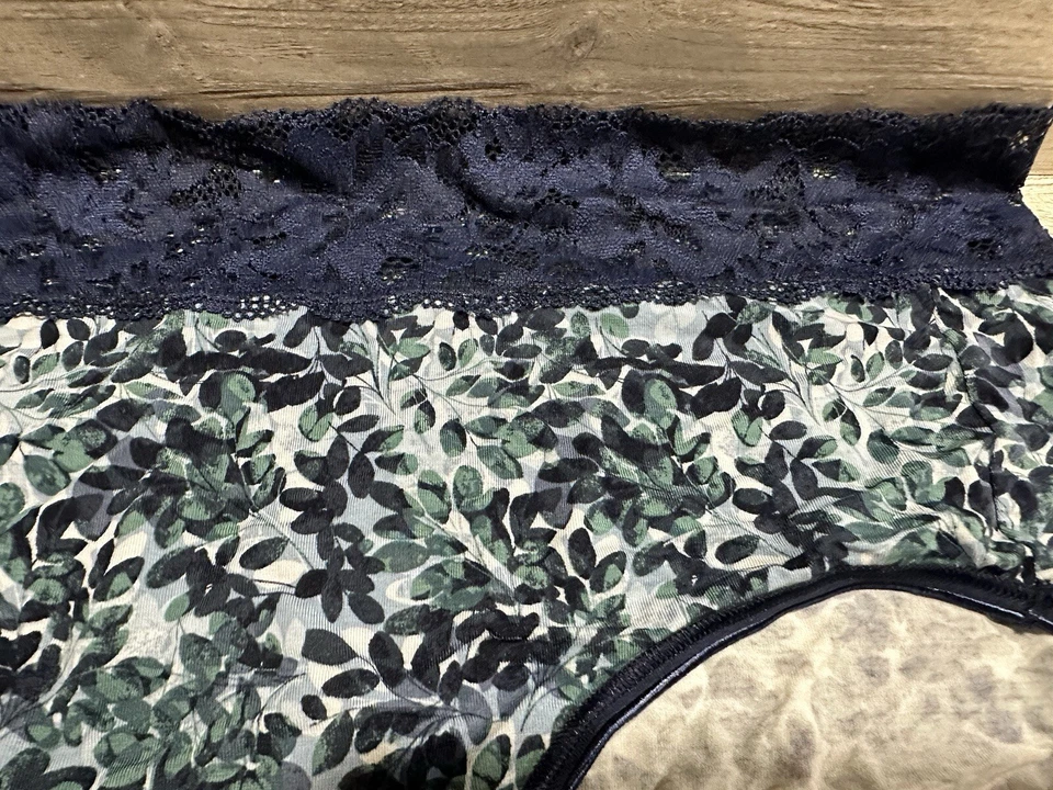 Soma Embraceable SS Signature Lace Brief Shadow Leaf Mini Blue Size Large Womens - Image 3 of 4