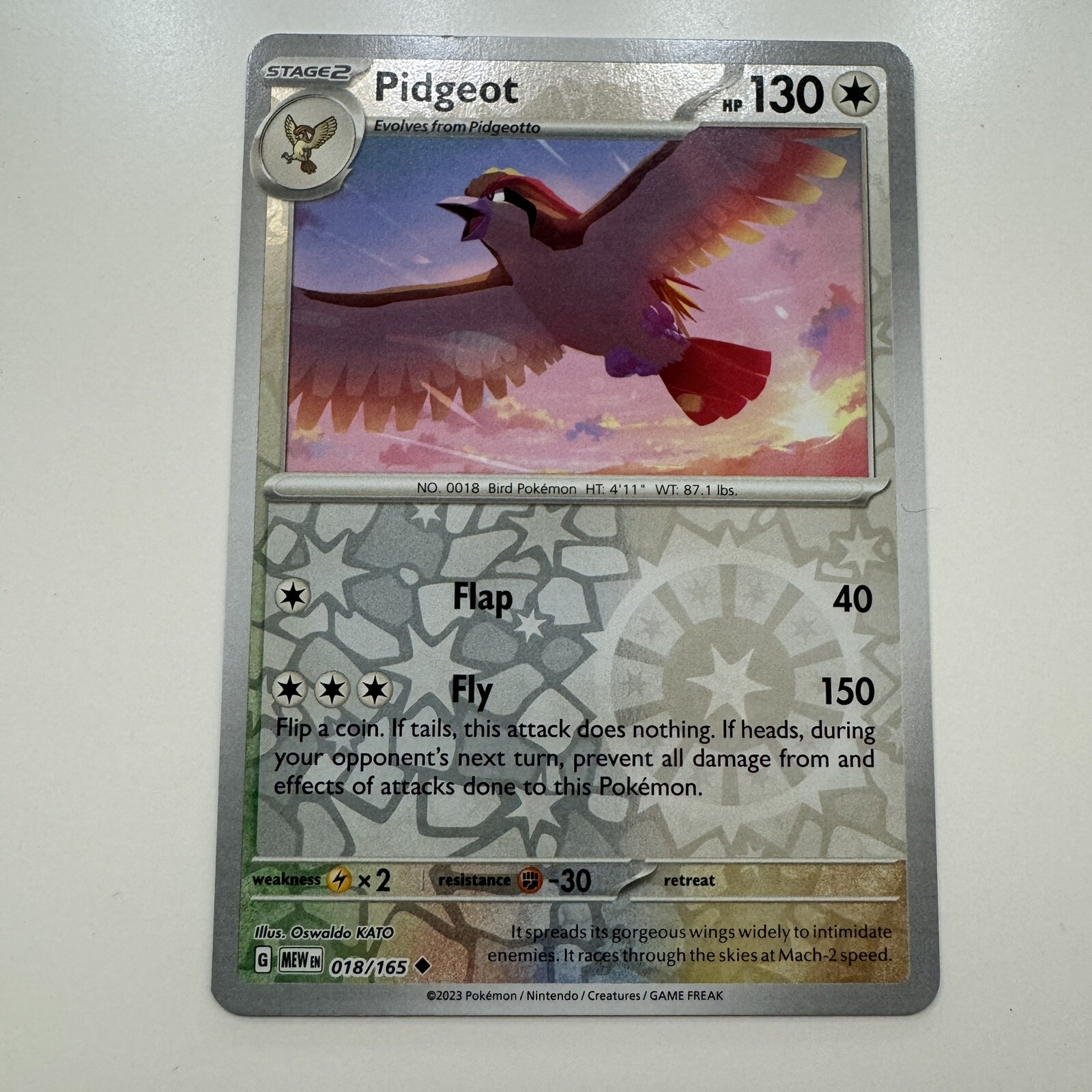 Pokémon TCG: Pidgeot - 018/165 - Reverse Holo - Scarlet & Violet 151 - NM