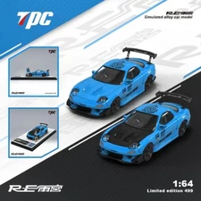 TPC 1:64 Amemiya RX7 blue Diecast Model Car