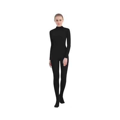 SUPRNOWA Justaucorps Col Roulé Manches Longues En Spandex – Danse, Fitness, Yoga – Coupe Ajustée Et Confortable