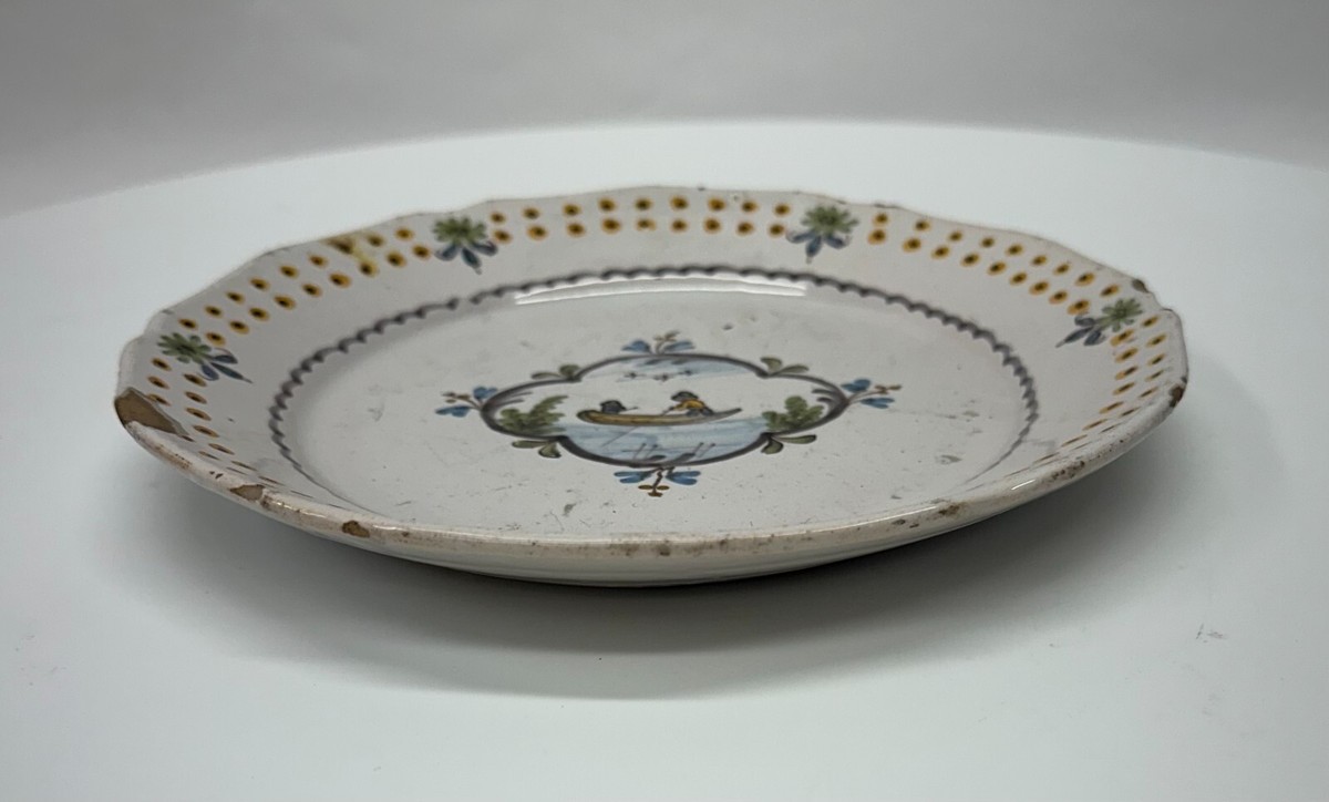 Antique French Faience Nevers Plate Earthenware 