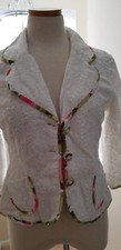 Euc Womens Muse White Lace With Multi-color Trim Jacket Coat Two Pocket Sz 10
