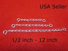 SOLID STERLING SILVER 3.0mm  9 INCHES EXTENDER / SAFETY CHAIN  W/ SPRING RING
