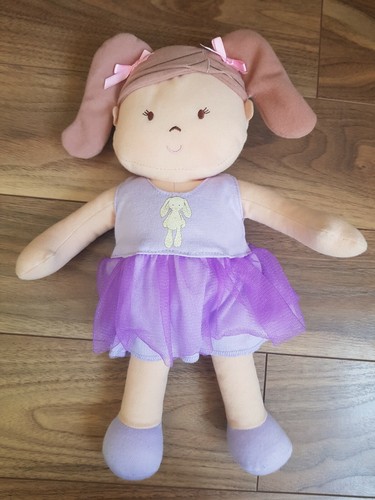 Tesco Carousel soft toy girl doll purple dress ragdoll | eBay