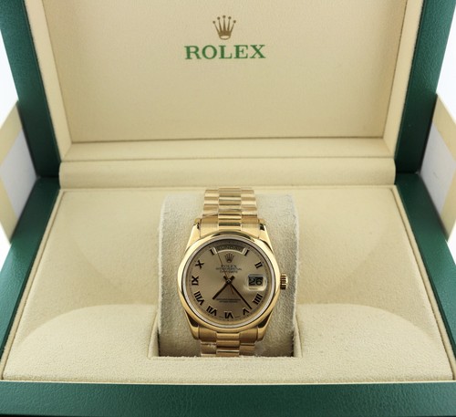 2000 Rolex Day-Date 118208 Champagne Roman Dial SEL Heavy 18kt...