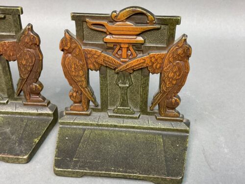 Pair of Lamp of Knowledge Bookends Cast Iron Judd 1926 ARTS & CRAFTS MISSION - Picture 7 of 9