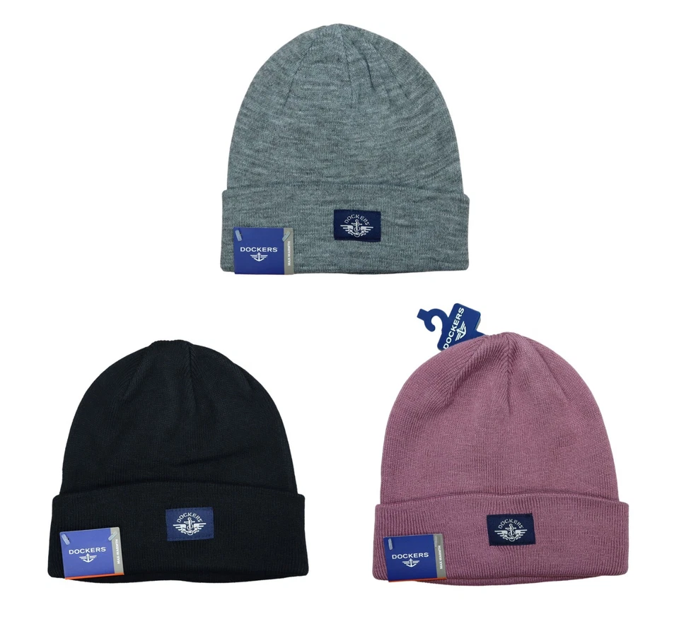 Dockers Parche Plegable Clásico Unisex Invierno Gorro Sombrero OSFM NUEVO CON ETIQUETAS