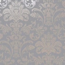 Holden Glistening Floral Damask Metallic Wallpaper - Rose Gold / Grey 12712