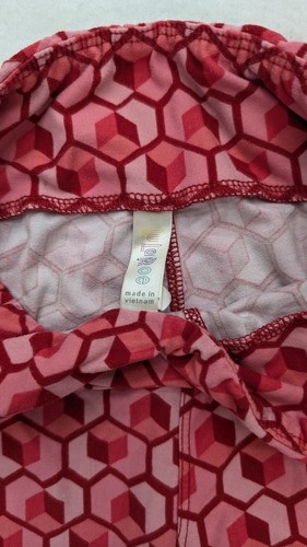 LuLaRoe Girls Leggings One Size Red Pink Heart Geometric Print Stretch - Picture 5 of 16
