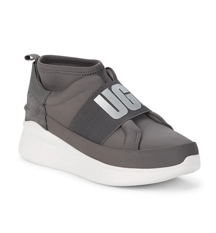 New Womens UGG Neutra Logo Panel Charcoal Athletic Fashion
