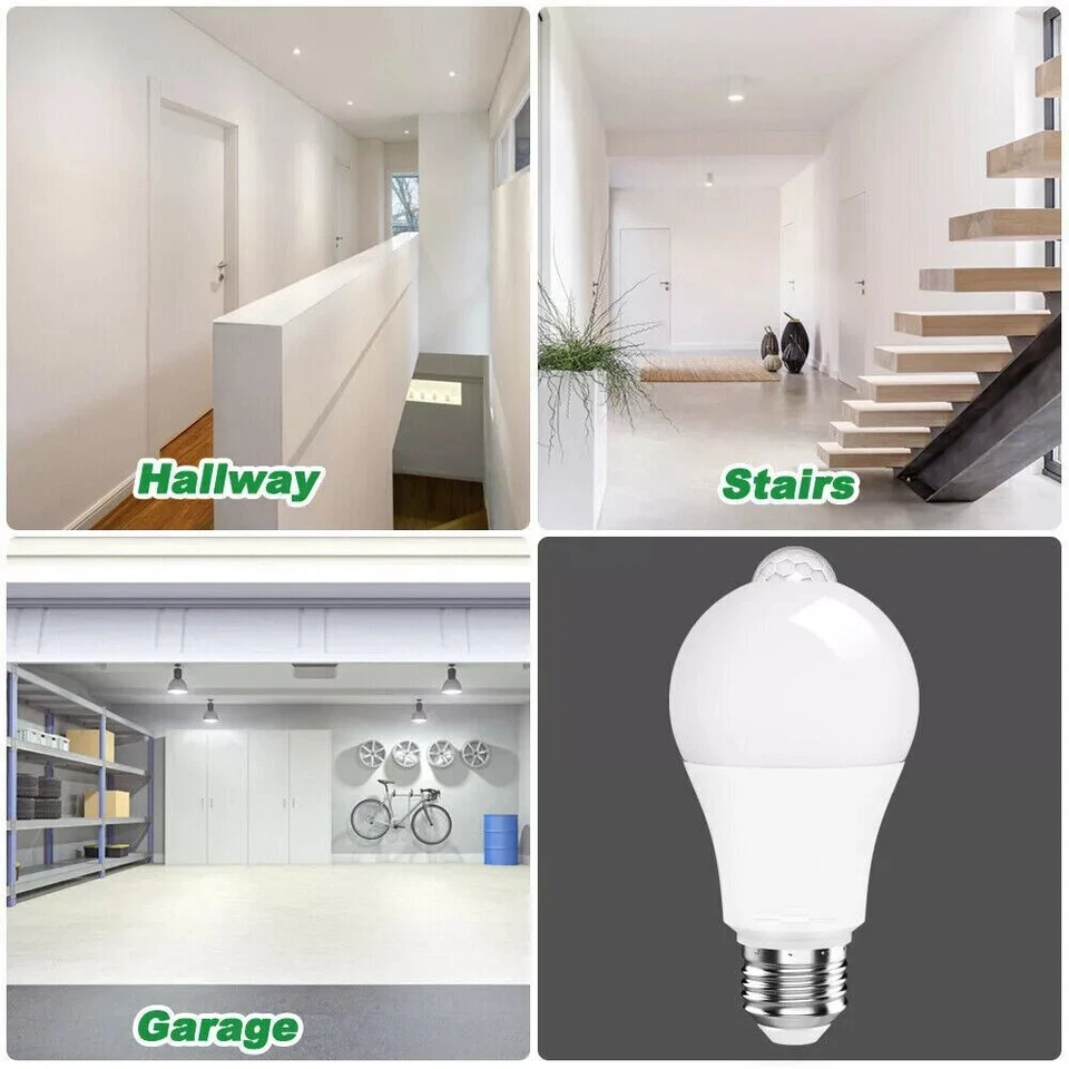 2Pack Motion Sensor LED Light Bulb 90 120 150 Watt Equivalent E26 E27 White Bulb - Image 2 of 4