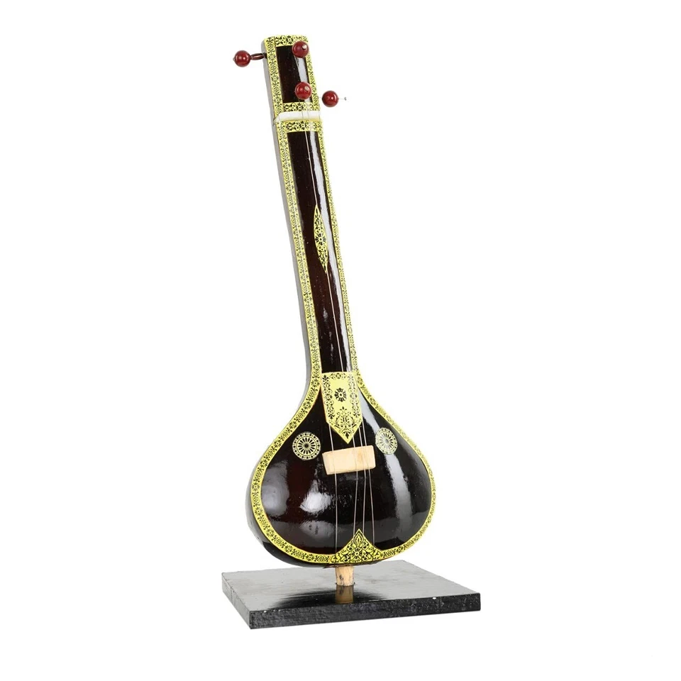 Instrumento musical decorativo de madera miniatura Tanpura piezas de exhibición decoración del hogar Foto 3 de 4