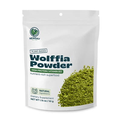 NEWDAY BOTTLES Wolffia Globosa Powder Plant-Based Superfood | High Protein | B12 - Ship from CA