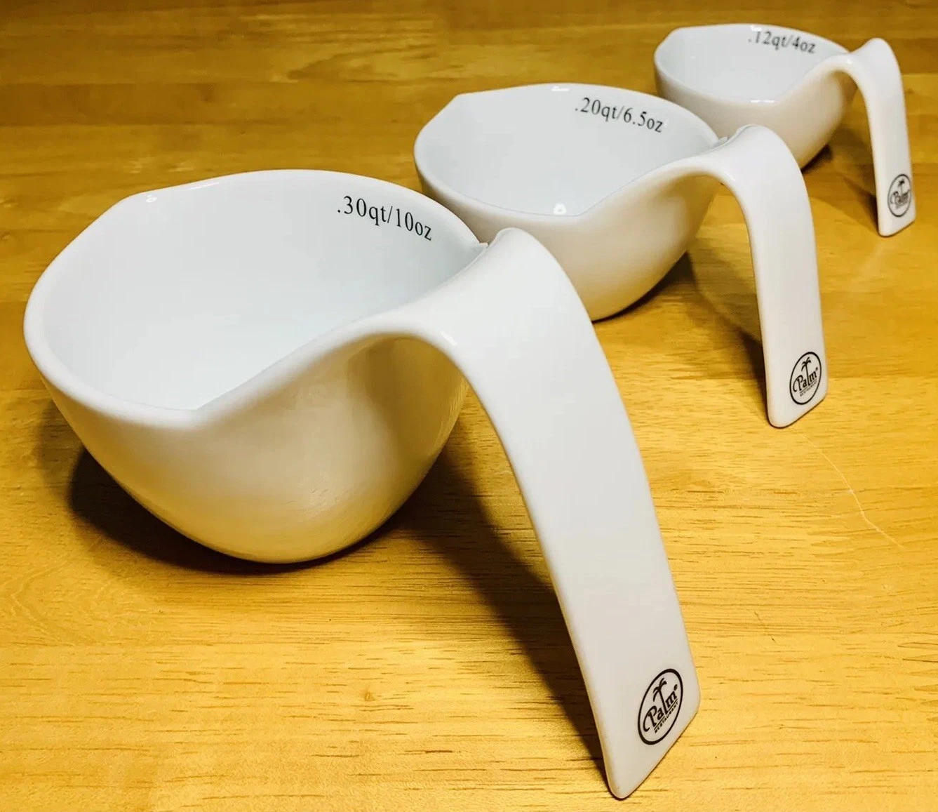 Palm Restaurant White Porcelain Ceramic Stackable Measuring Cups, Set Of 3
