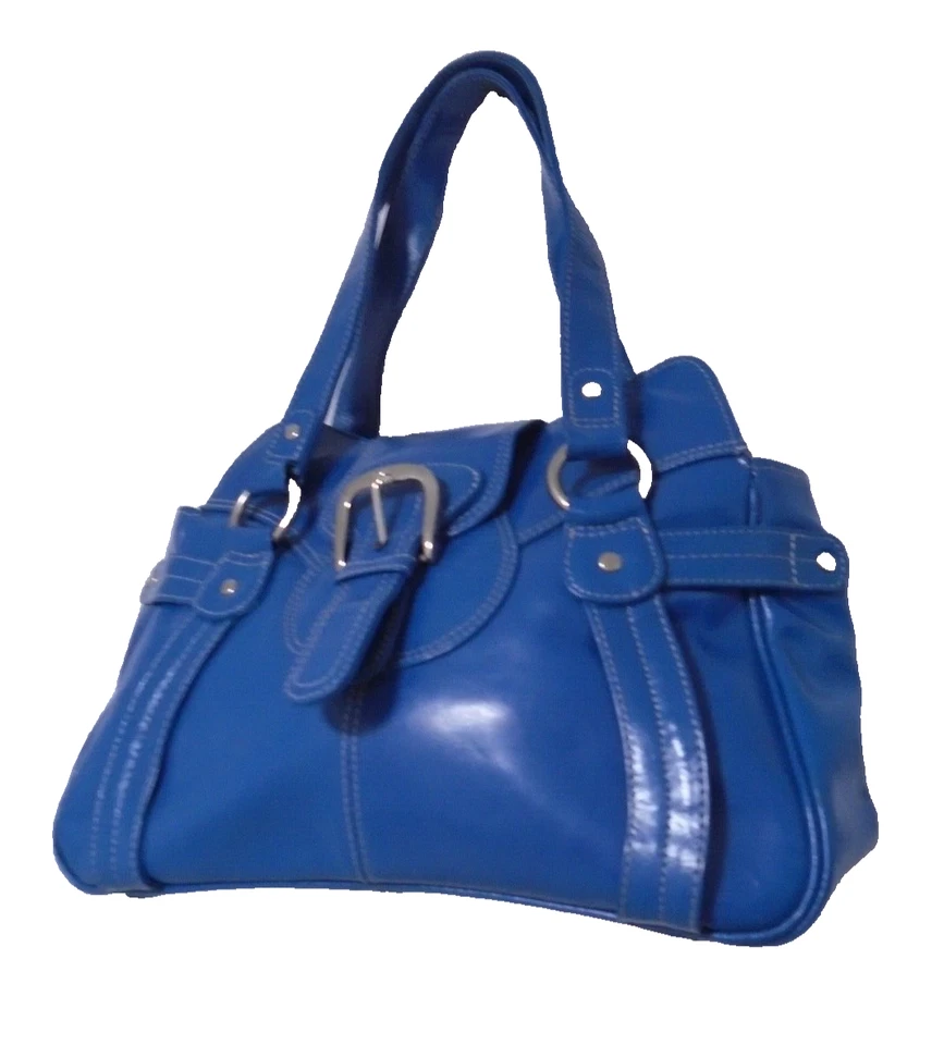 Tommy & Kate Genuine Leather Blue Buckle Magnetic Double Top Handle Handbag NWD - Image 3 of 4
