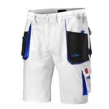 WHITE - Combat SHORTS MEN WORK - Half Elastic Waist- Workwear Multipocket Cotton