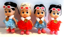 Lot of 4 Plastic Dolls With Glasses Phone, Purse, Backpack Charm Strap NEW  10 