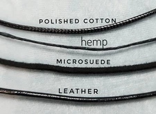 16-20" Cord choker necklace Plain or w/Charm leather, hemp, cotton or microsuede