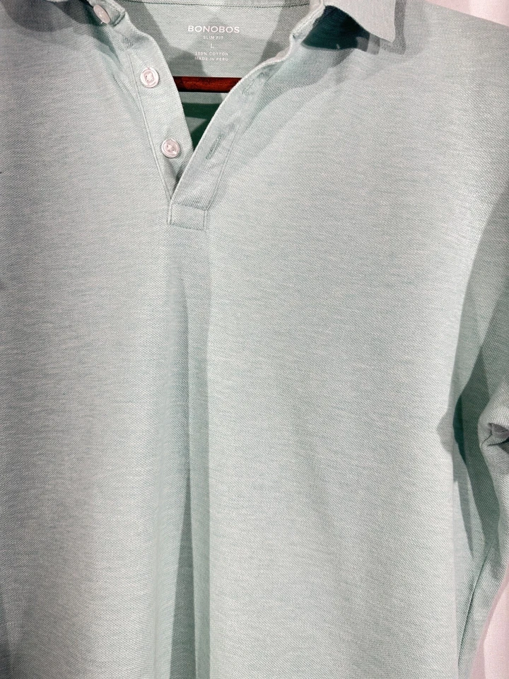 Camisa Polo Bonobos Para Hombres Grande Gris Golf Algodón Calce Ajustado Cuello Camisa - Usada en Excelente Condición Foto 4 de 4