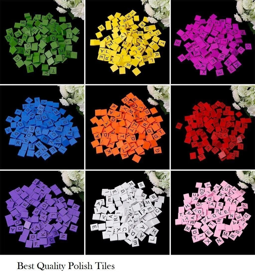 100 WOODEN SCRABBLE TILES BLACK LETTERS NUMBERS FOR CRAFTS WOOD ALPHABETS POLISH