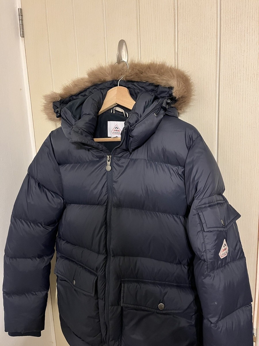 Hardly worn Pyrenex Fur Down Jacket Coat Navy Blue Age 16 Years