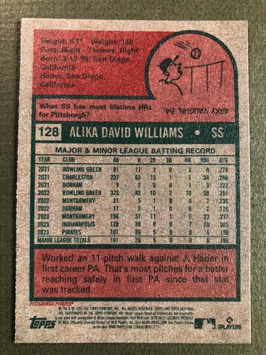 2024 Topps Heritage - #128 Alika Williams (RC) - Bild 2 von 2