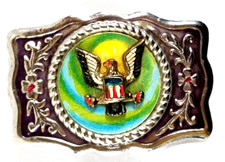 VTG 1970s Imperial Hebillas Belt Buckle Hencho Mexico w American Eagle Patriotic