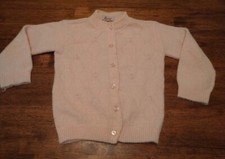 Vintage Baby Toddler Knitted Pink Button Up Lt. Pink Sweater Bluebird Knitwear