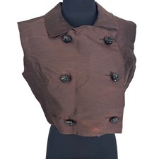 Vintage Joan Leslie by Kasper 60s Brown Vest Jeweled Buttons As-Is Cutter