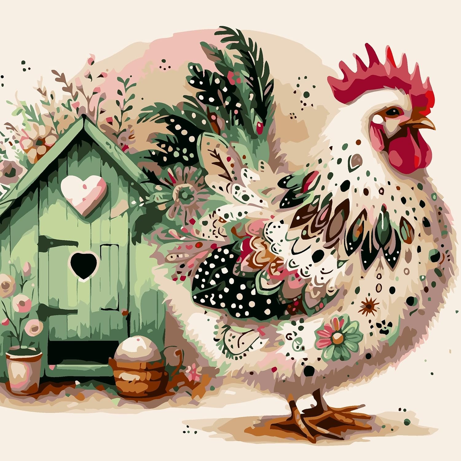 Chicken Paint by Numbers Kit for Adults Beginner,Adult Paint by