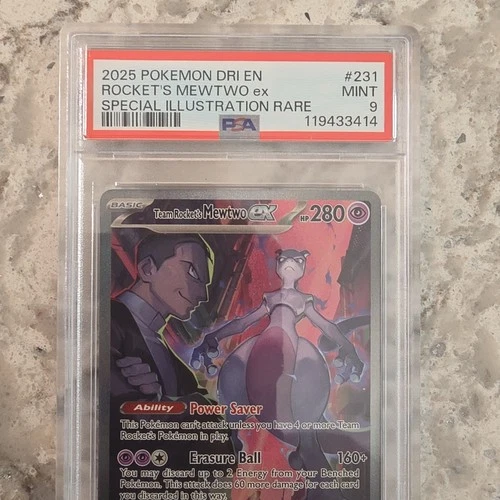 Pokémon TCG Team Rocket's Mewtwo ex 231/182 Special Illustration Rare Holo PSA 9
