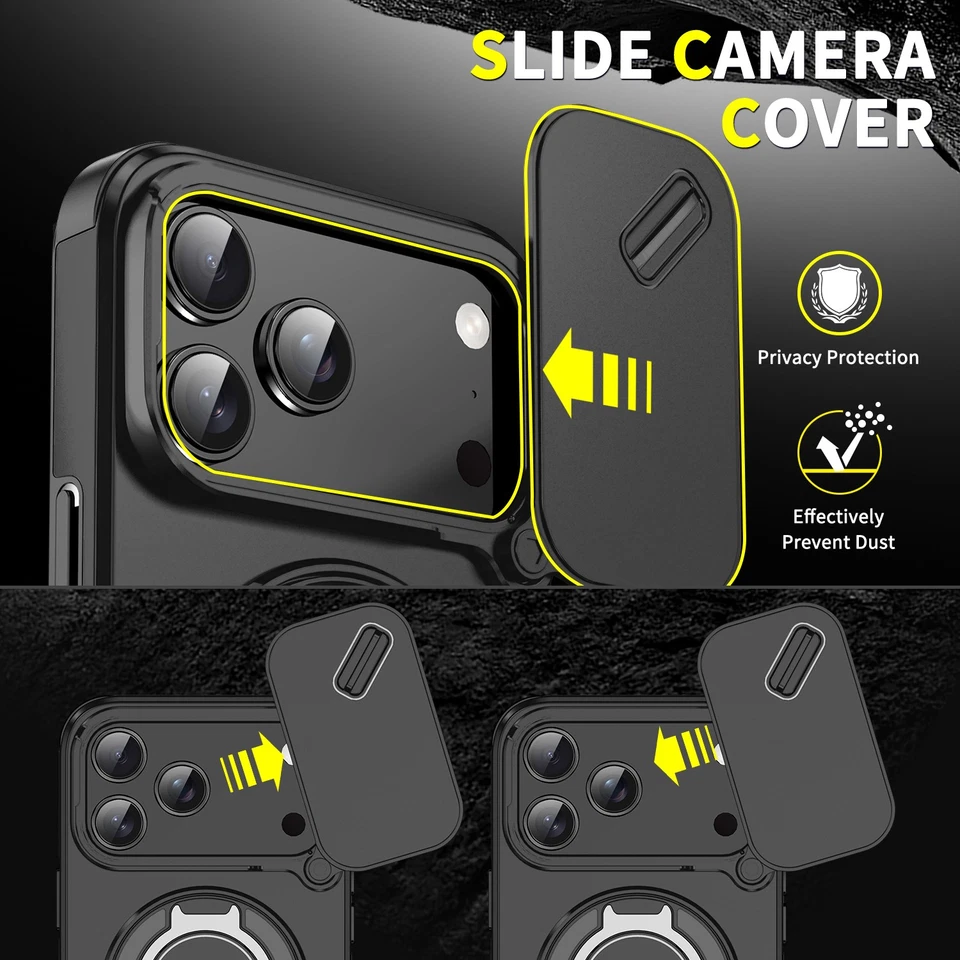 For iPhone 17 Pro Max 16 15 14 13 12 Rugged Magnetic Case with Ring Camera Cover - Image 3 of 4