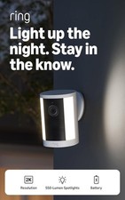 Ring Spotlight Cam Battery Newest Model 2K Video 6x Zoom Motion Spotlights White