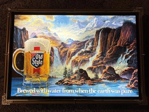 Vintage Old Style Beer Waterfall Lighted Sign 24 X 17