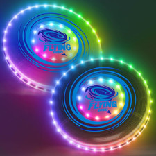 2 Pack Light up Flying Discs for Kids, 45 Leds, 14 Lighting Modes, Rechargeable