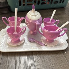 Vintage Mattel Barbie 1996 Teacup Set. Platter, Cups, Kettle. Plastic.