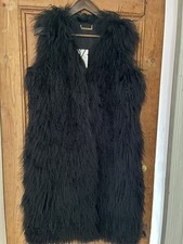 Diane von Furstenberg Mongolian Lamb Gilet S/M New with Tags Black Genuine