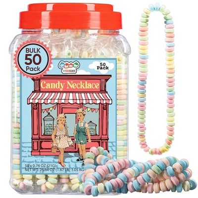 Candy Necklaces, Nostalgic Candy Jewelry For Easter-Party Favors-Birthday 50ct