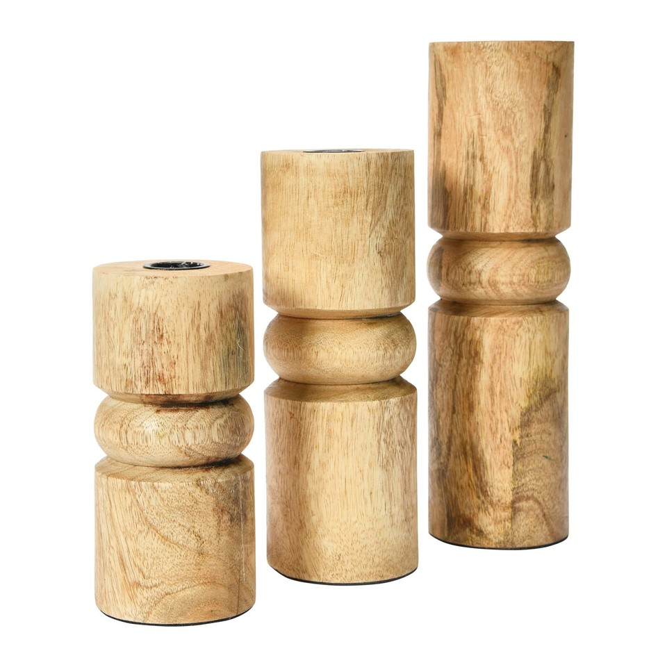 Wood Stack Taper Candle Holders, Set of 3 191009492153| eBay