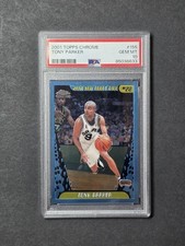 Tony Parker Rookie Card (RC) PSA 10 GEM MINT 2001 Topps Chrome San Antonio Spurs. rookie card picture