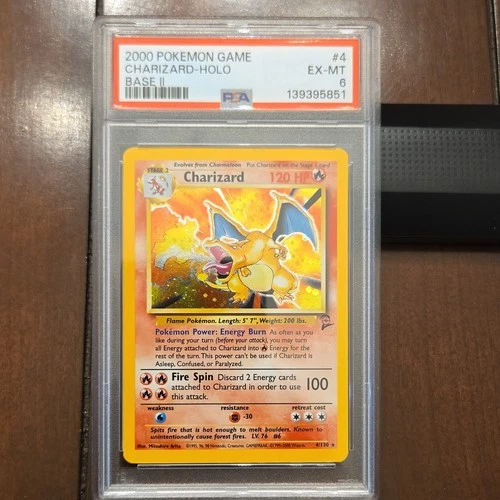 Pokémon Base Set 2 Charizard Holo Rare #4/130 PSA 6 2000