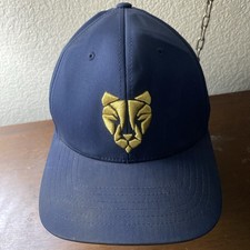 PUMA Adult Trucker Snapback Hat Black Blue Logo Print One Size Adjustable