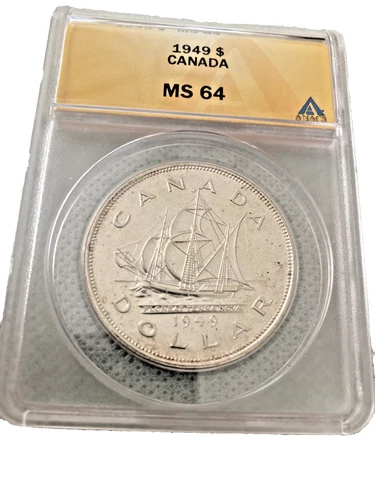 1949 Canada Silver Dollar - George VI Newfoundland Commemorative - ANACS MS-64
