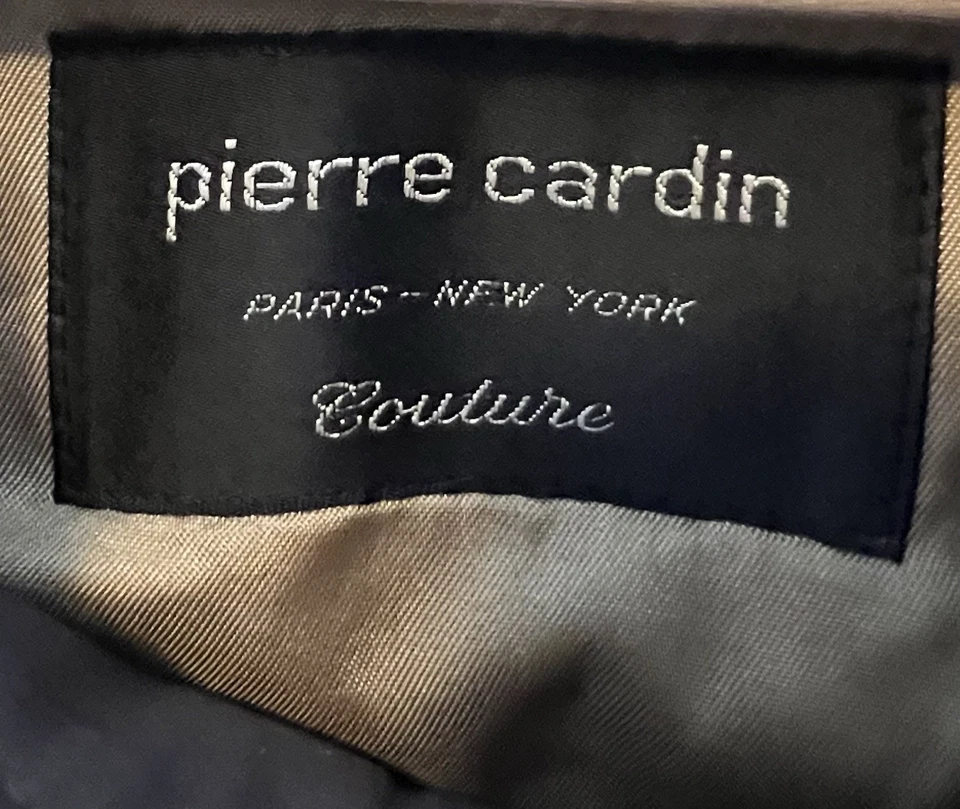 Vintage 90s Pierre Cardin Men’s Trench Coat Size 42 R Gray Belted Double Breated - Image 3 of 4