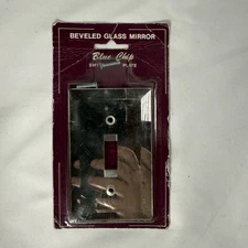 Vintage Blue Chip Beveled Glass Mirror Switch Plate Hardware Crystal New* Flaw