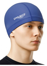 New COOLMATE Fabric Swim Cap for Women or Men DARK BLUE L LARGE UPF 50