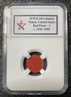 WWII OPA Ration Token Red Point 1 USA 1942–1945 Slabbed Home Front