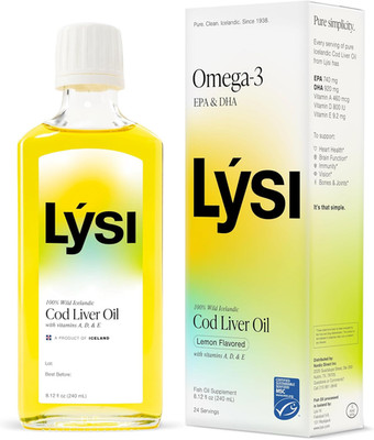 LYSI Cod Liver Oil, Omega-3 Supplement,1660mg EPA & DHA Per Serving, Plus Vitami