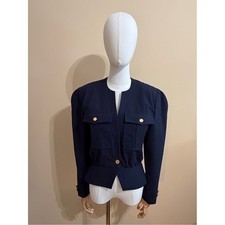 Women's Navy Tailored Pocket Blazer with Gold Buttons