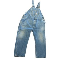 Roundhouse 48 x 27 Naturally Distressed Denim Overalls - Blue Made In USA